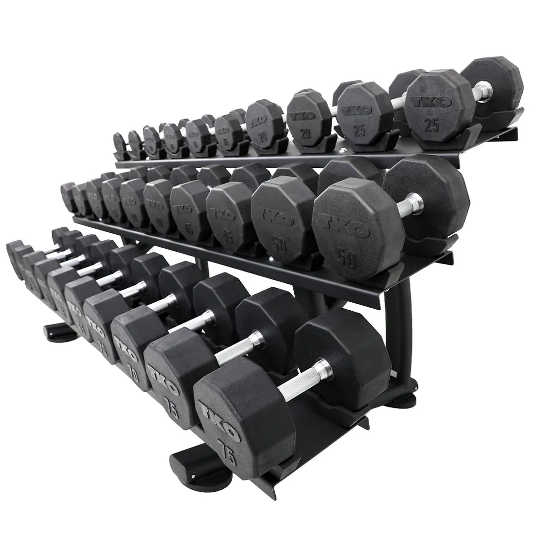 TKO 10-Sided Rubber Dumbbell Set With Rack
