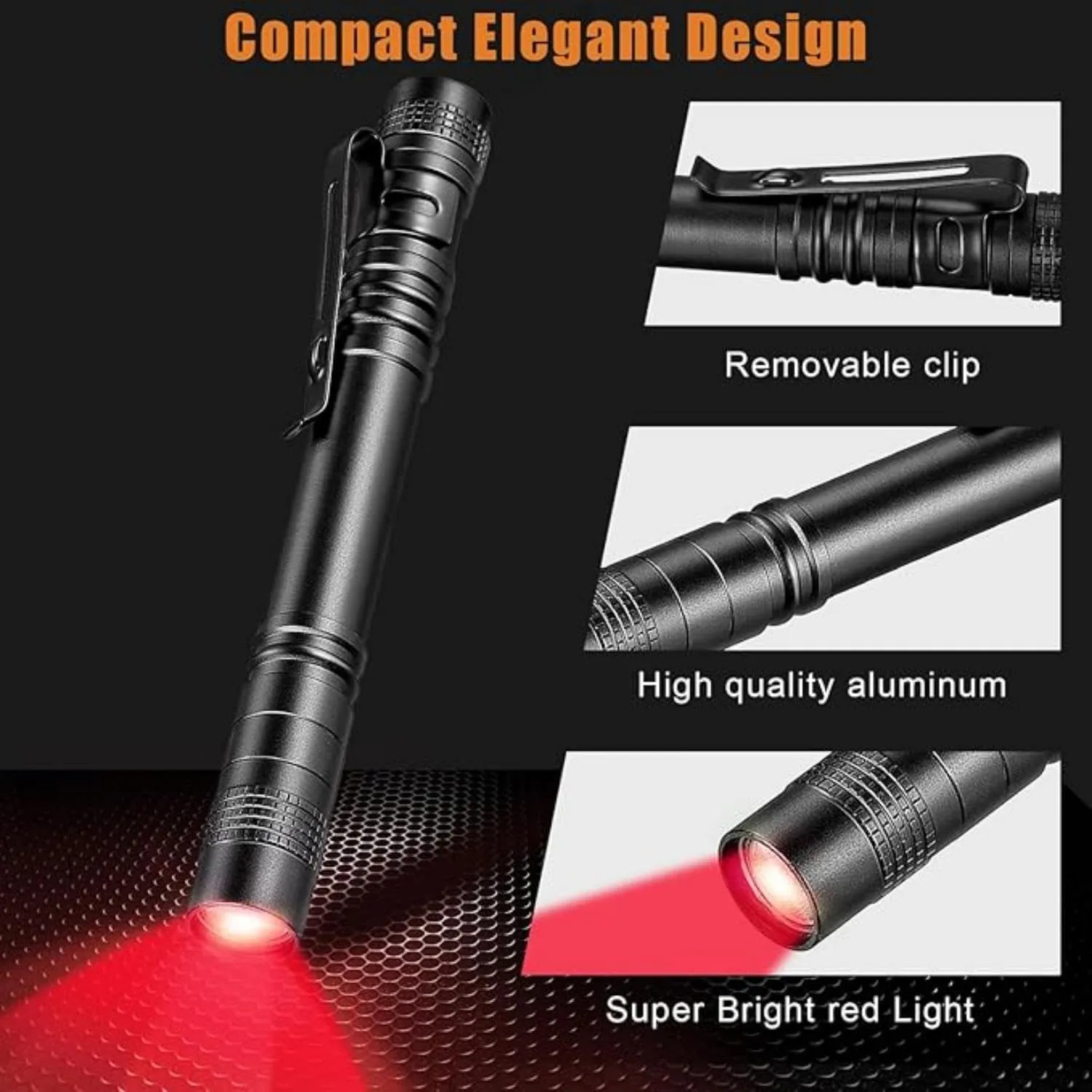 Tuanse 6 Pcs Red Light Flashlight Red LED Flashlight Pen Light Bright Torch for Night Astronomy Aviation Observation Turtle Safe Beach