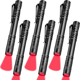 Tuanse 6 Pcs Red Light Flashlight Red LED Flashlight Pen Light Bright Torch for Night Astronomy Aviation Observation Turtle Safe Beach