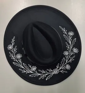 Vegan Felt Hat - XL Brim - Daisies