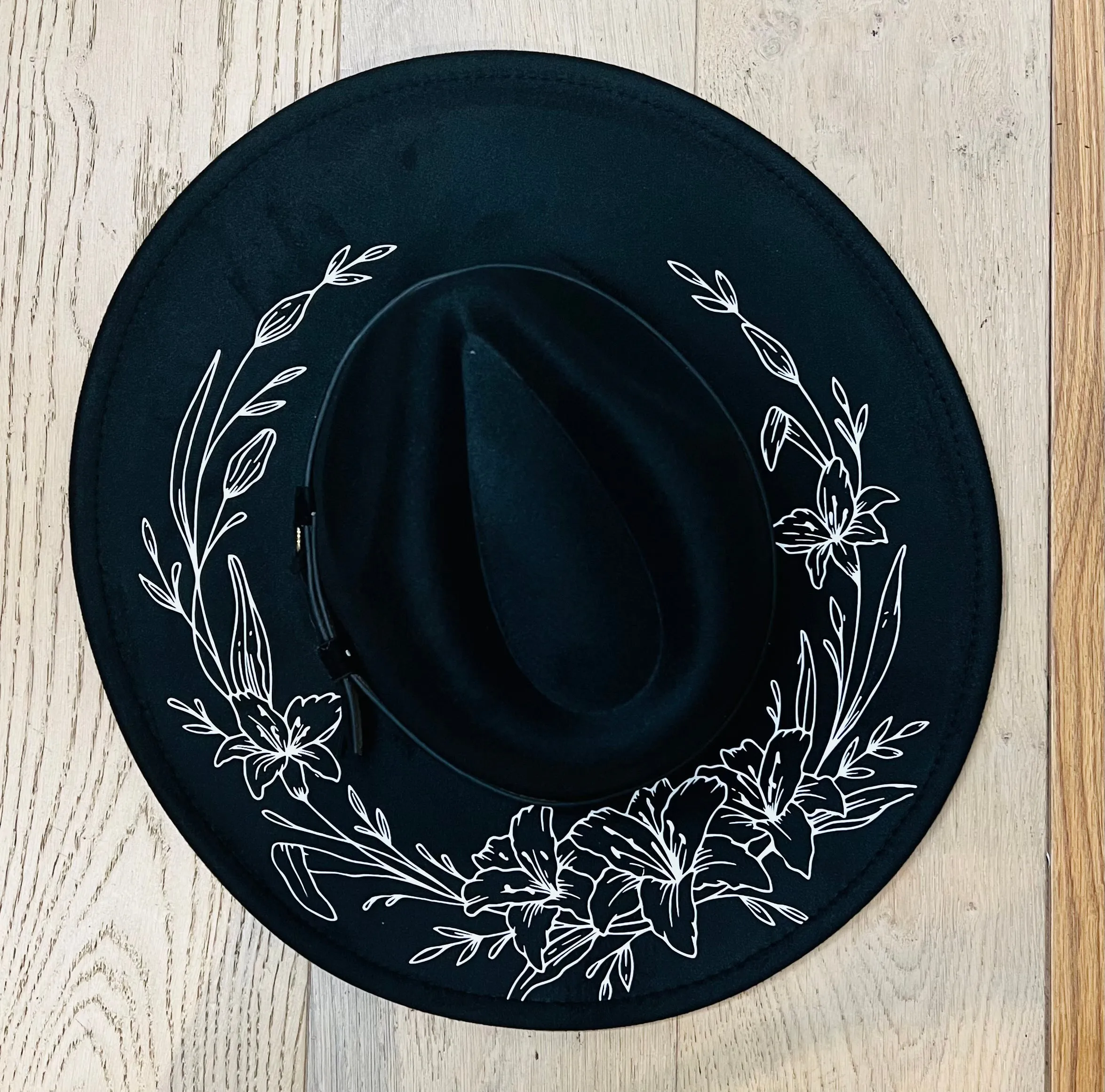 Vegan Felt Hat - XL Brim - Lilies