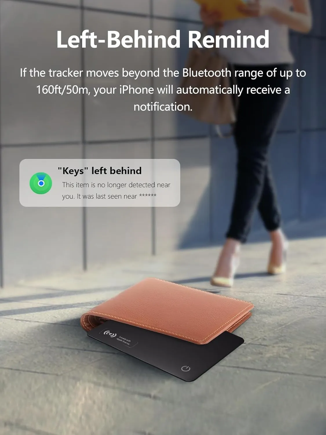 Wallet Tracker Card, Ultra-Slim Wallet Card with Apple Find My (iOS Only), Rechargeable Wallet Finder Smart Card Tracker Item Locator for Luggage, ID/Credit Card, Passport (Black, 2 Pack)