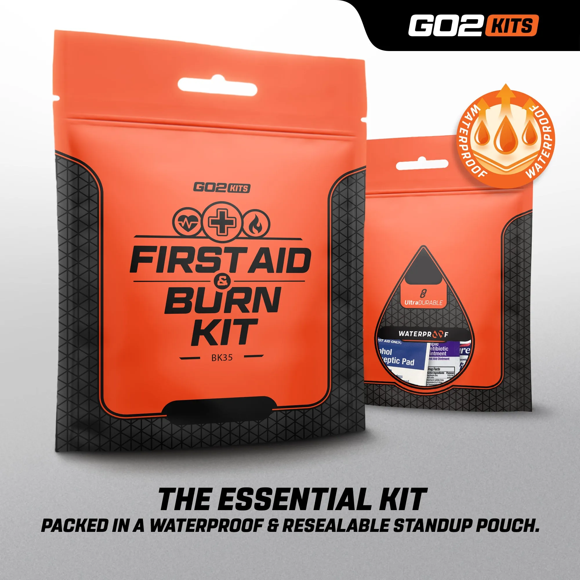 WHOLESALE DIRECT - Go2Kits Advanced First Aid & Burn Kit, Portable First Aid Kit (BK35-1)