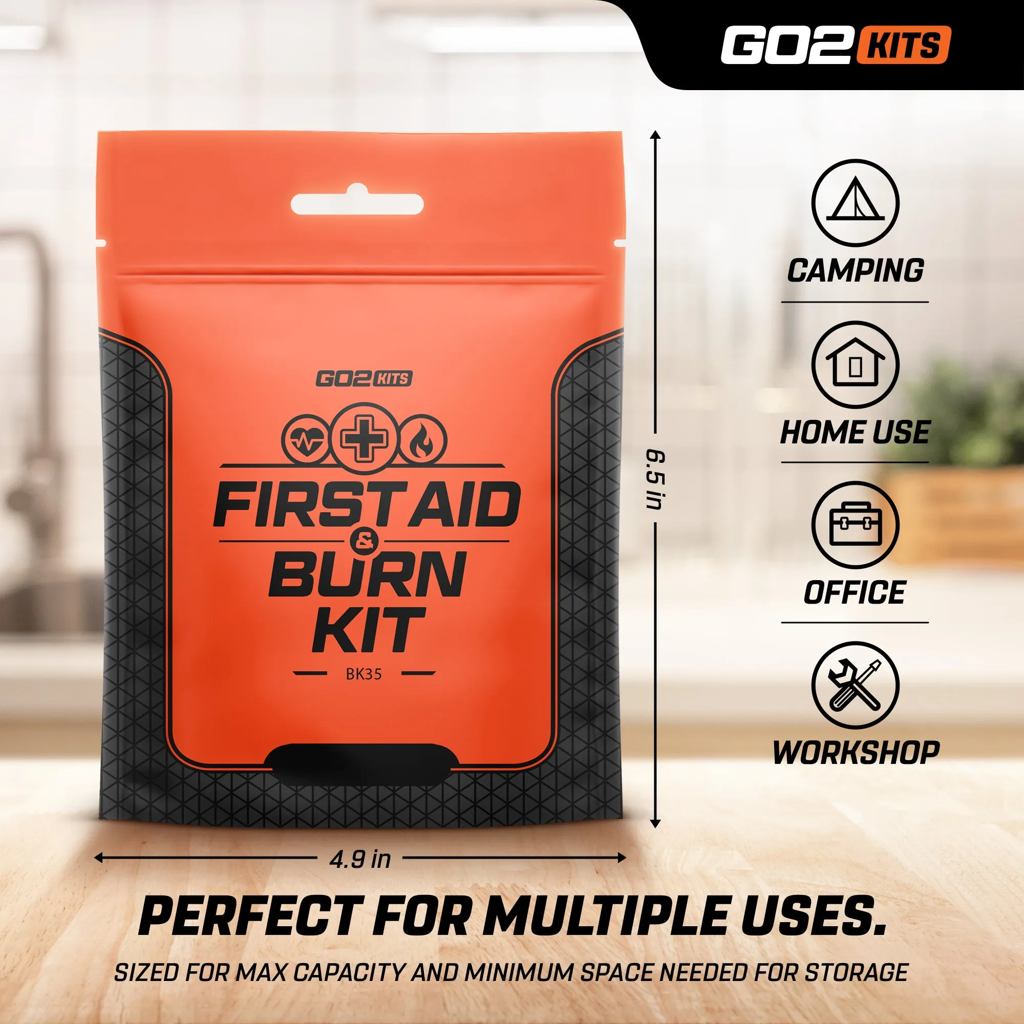 WHOLESALE DIRECT - Go2Kits Advanced First Aid & Burn Kit, Portable First Aid Kit (BK35-1)