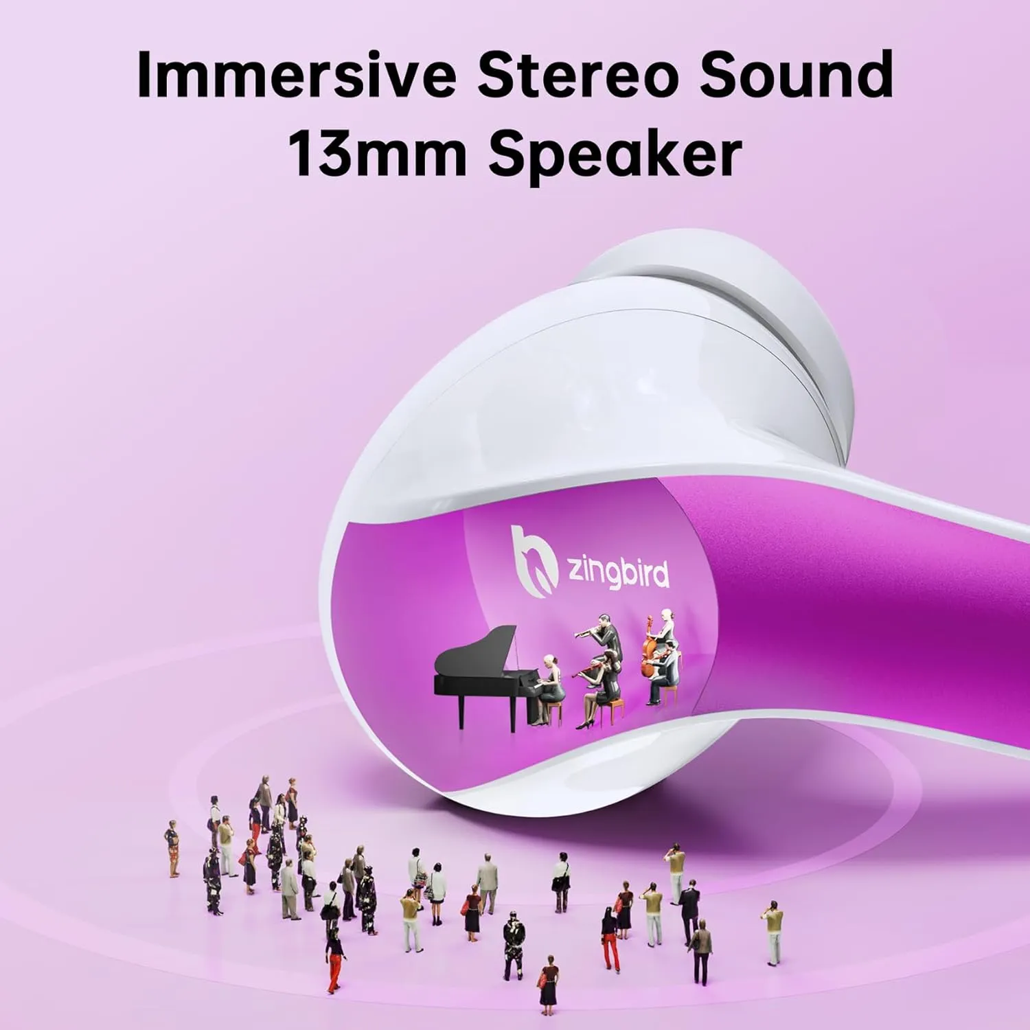 Wireless Earbuds Bluetooth 5.4 Headphones 60H Playtime Bass Stereo Ear Buds with Noise Cancelling Mic LED Display Earbud & in Ear Earphones IP7 Waterproof for Laptop Pad Phones Workout Purple M