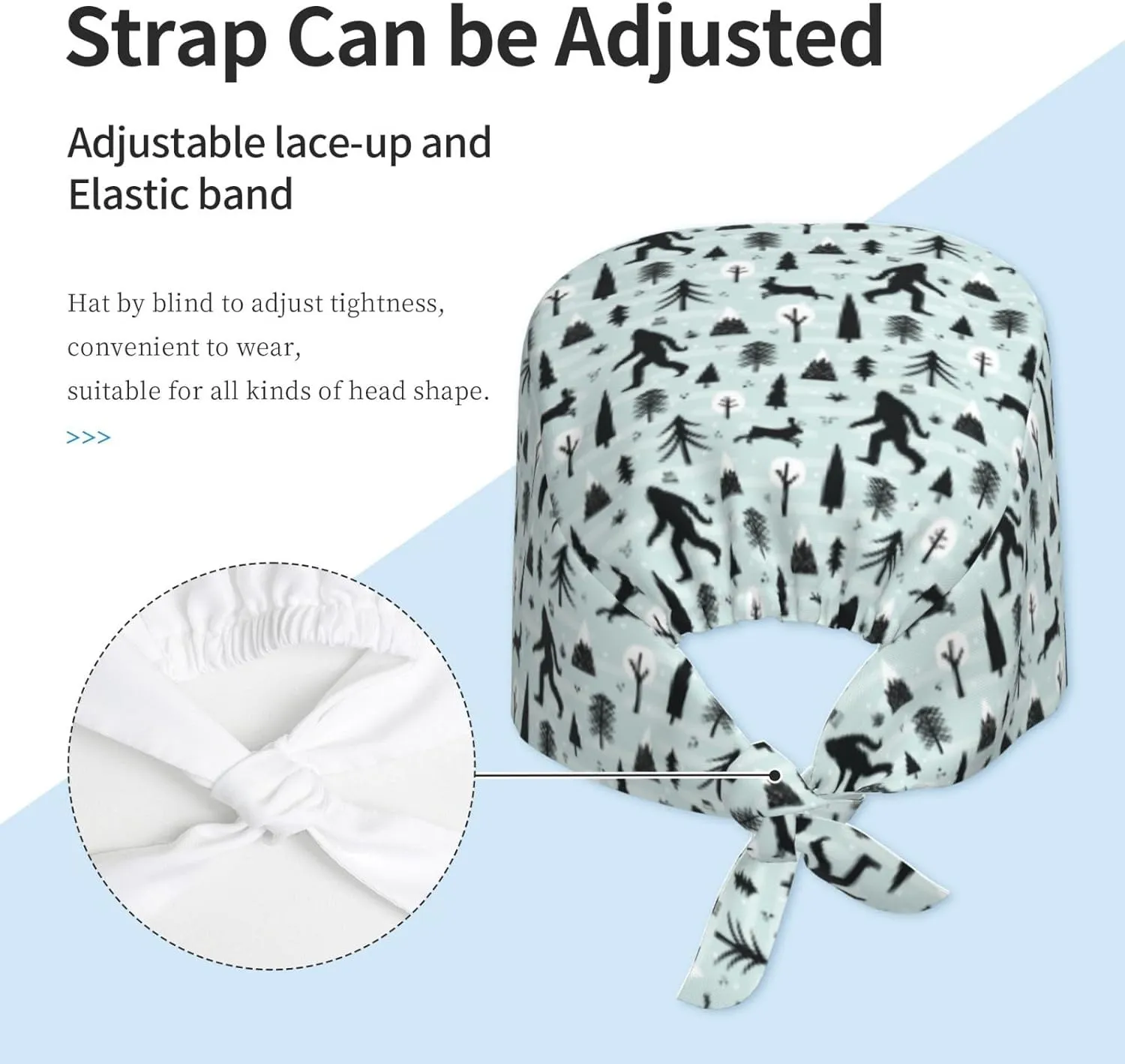 Working Cap Scrub Cap with Sweatband Adjustable Unisex Women Tie Back Hat Nurse Surgical Caps