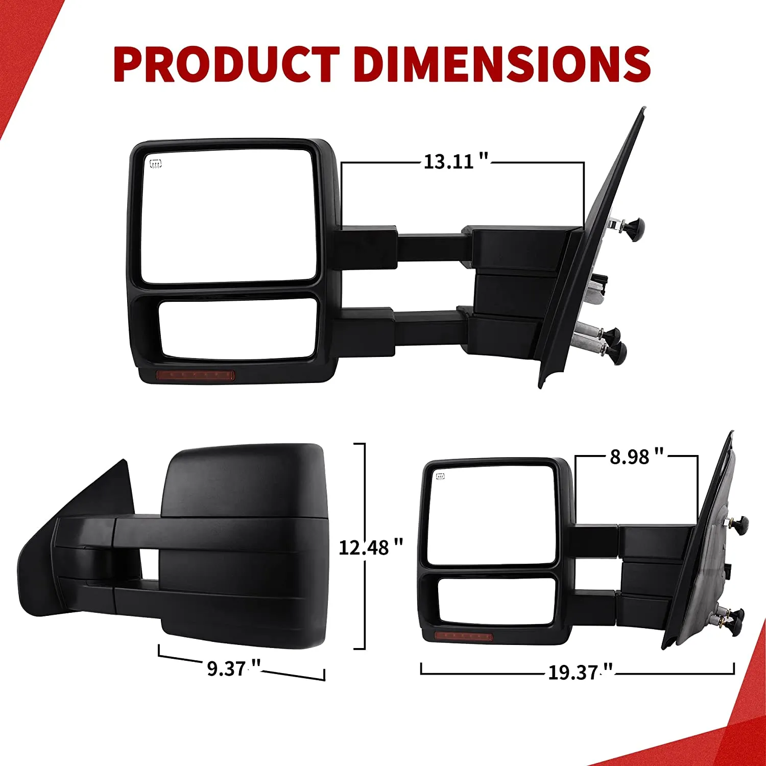 YITAMOTOR® Ford 2004-2006 F150 Series Pickup Power Heated LED Turn Signal Puddle Light Towing Mirrors