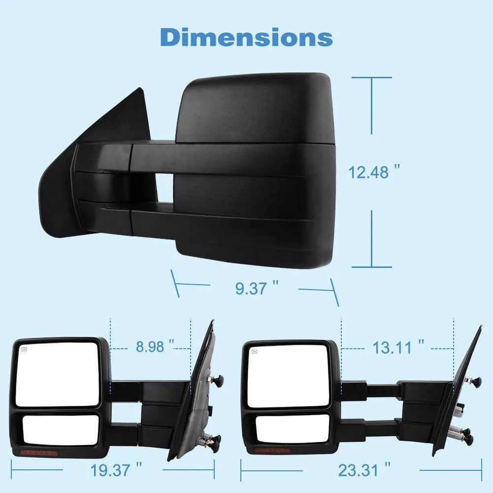 YITAMOTOR® Towing Mirrors For Ford 2004 - 2006 F150 Series Pickup Power Heated LED Turn Signal Puddle Light