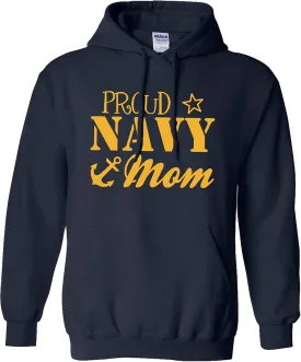 zerogravitee Proud Navy Mom Hooded Sweatshirt in Navy